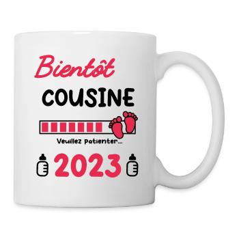 Annonce grossesse Cousine bientôt Cousine 2023 - Mug blanc - blanc - Droite
