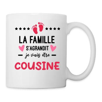 Annonce grossesse Cousine famille s'agrandit - Mug blanc - blanc - Droite