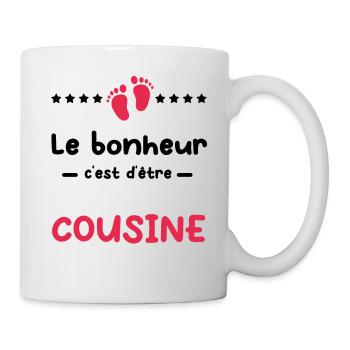 Annonce grossesse bonheur c'est d'être Cousine - Mug blanc - blanc - Droite