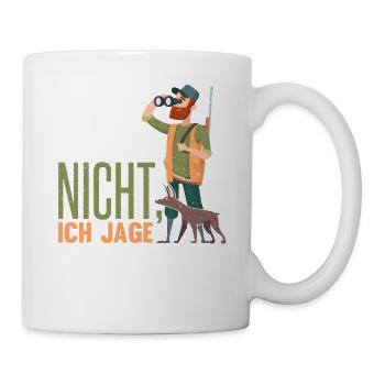 Lustiges Jagdhorn Fernglas Jäger Spruch design - Tasse - Weiß - Rechts