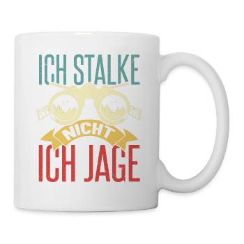 Lustiges Jagdhorn Fernglas Jäger Spruch design - Tasse - Weiß - Rechts
