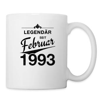 30. Geburtstag Legendär Februar 1993 Jahrgang 93 - Tasse - Weiß - Rechts