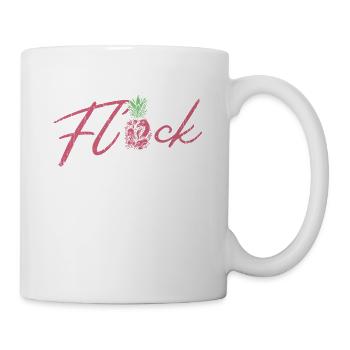 Urlaub Familie Unser Flock Rocks Flamingo - Tasse - Weiß - Rechts