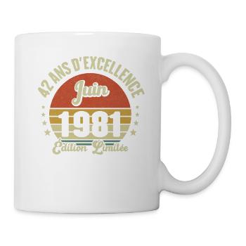Juin 1981 42 Ans Anniversaire Vintage Idée Cadeau - Mug blanc - blanc - Droite