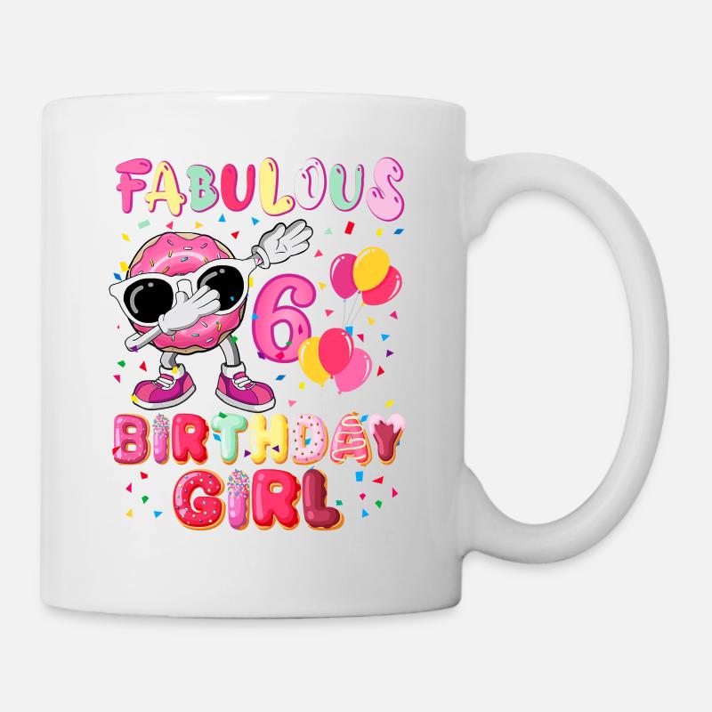 6ème anniversaire Dabbing Donut Fille fabuleuse - Mug blanc - blanc
