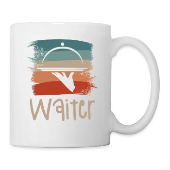 Rétro Vintage Waiter Restaurant servant - Mug blanc - blanc - Droite