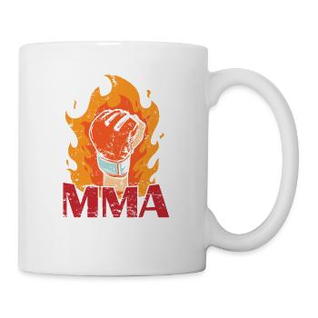 MMA brûlant un gant de boxe avec du feu - Mug blanc - blanc - Droite