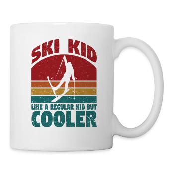 Lustige junge Skifahrer Sport Abfahrtslauf Jugend - Tasse - Weiß - Rechts