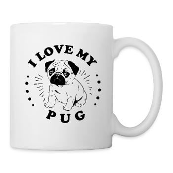 I love my pug funny gift dog mom dog dad - Mug blanc - blanc - Droite
