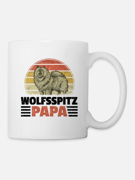 Wolfsspitz Papa deutscher Spitz Keeshond - Tasse - Weiß