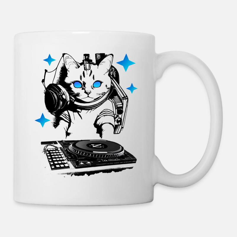 DJ Katze mit Mischpult - Tasse - Weiß