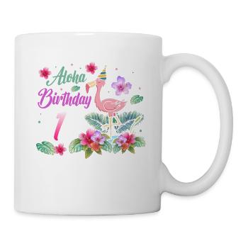 Aloha Geburtstag 1 Flamingo Vogel 1. Geburtstag - Tasse - Weiß - Rechts