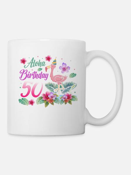 Aloha Geburtstag 50 Flamingo Vogel 50. Geburtstag - Tasse - Weiß