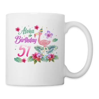 Aloha Anniversaire 51 Flamant Rose Oiseau 51ème - Mug blanc - blanc - Droite