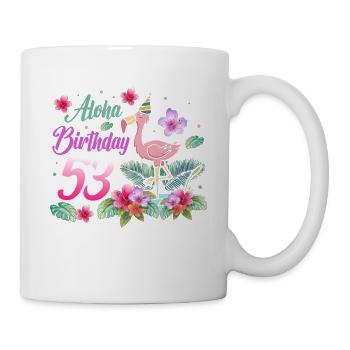 Aloha Anniversaire 53 Flamant Oiseau 53e anniversaire - Mug blanc - blanc - Droite