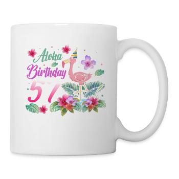 Aloha Birthday 57 Flamingo Bird 57th Birthday - Mug - white - Right