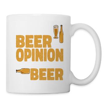 La différence entre une bière et votre opinion - Mug blanc - blanc - Droite