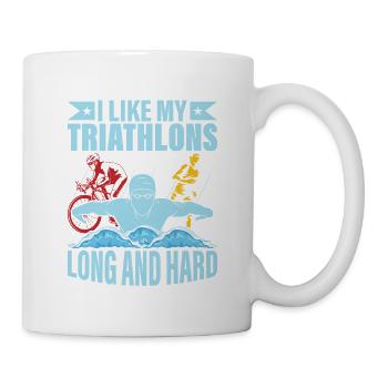 I like my triathlons long and hard Triathlon Swim - Tasse - Weiß - Rechts