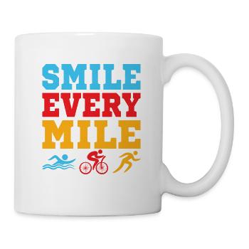 Smile Every Mile Triathlon Swim Cycle Run - Mug - white - Right