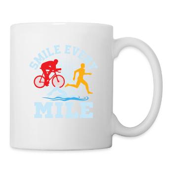 Smile Every Mile Swim Cycle Run Triathlon - Mug - white - Right