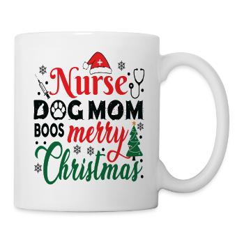 Nurse Dog Mom Merry Christmas Funny Nursing - Mug - white - Right