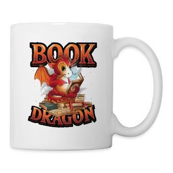 Bookworm, reading book, dragon. - Mug - white - Right