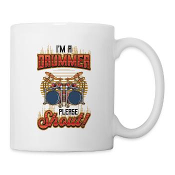 Je suis batteur, s’il vous plaît crier. - Mug blanc - blanc - Droite
