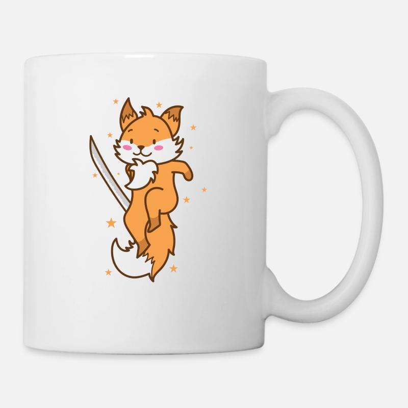 Renard à l’épée Drôle d’animal renard roux - Mug blanc - blanc