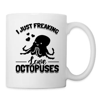 Cute Octopus Cephalopod - I Just Freaking Love Oct - Mug - white - Right