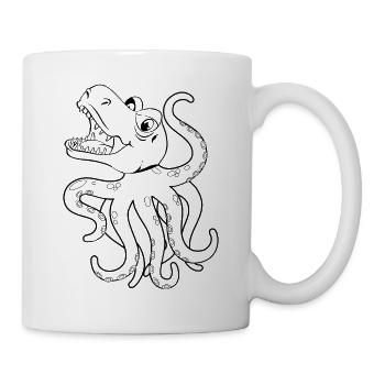 Kraken Octopus Dino Cephalopod - Funny Octopus Din - Mug - white - Right