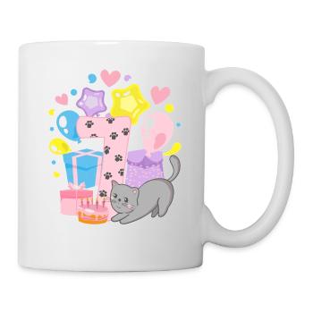 Tee shirt anniversaire chaton enfin 7 ans fille - Mug blanc - blanc - Droite