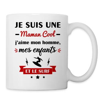 Maman cool surf, cadeau fête des mères surfeuse - Mug blanc - blanc - Droite