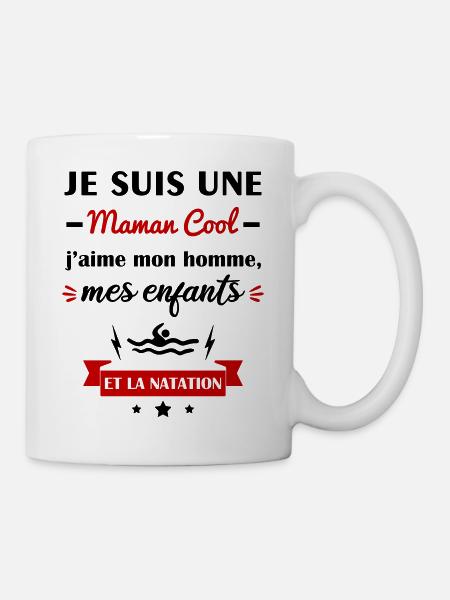 Maman cool natation, cadeau , fête des mères - Mug blanc - blanc