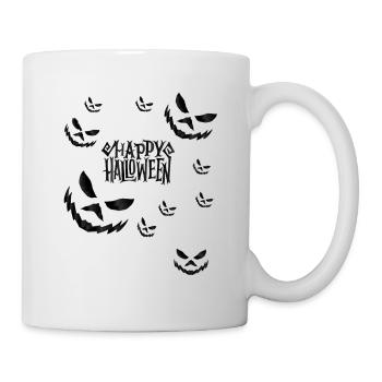 Happy Halloween with creepy pumpkin faces - Mug - white - Right