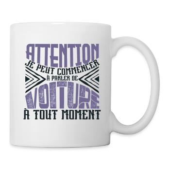 Avertissement, voiture à tout moment. - Mug blanc - blanc - Droite