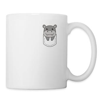Hippo in pocket cute hippos in breast pocket - Mug - white - Right