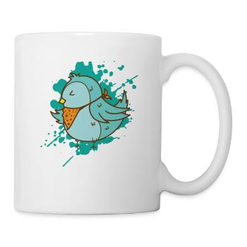 Oiseau avec bavoir dans un animal de style kawaii - Mug blanc - blanc - Droite