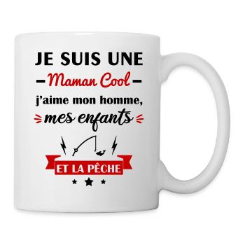 Maman cool pêche, pêcheuse, fête des mères - Mug blanc - blanc - Droite