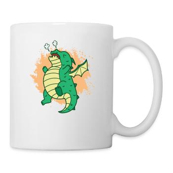 cute dragon blows mythical creature fairy tales - Mug - white - Right