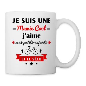 Mamie cool vélo, fête des grands-mères, cycliste - Mug blanc - blanc - Droite