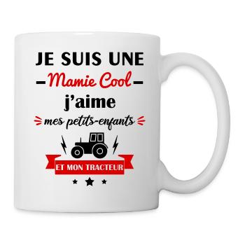 Mamie cool tracteur, fête des grands-mères, mémé - Mug blanc - blanc - Droite