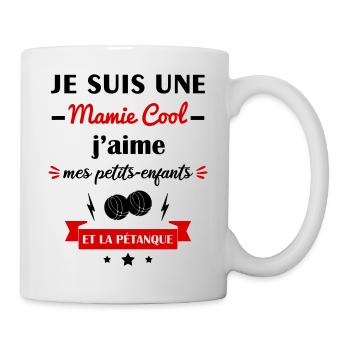 Mamie cool pétanque, fête des grands-mères - Mug blanc - blanc - Droite