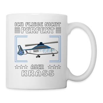 HUBSCHRAUBER ICH FLIEGE NICHT PERFEKT ABER KRA - Tasse - Weiß - Rechts
