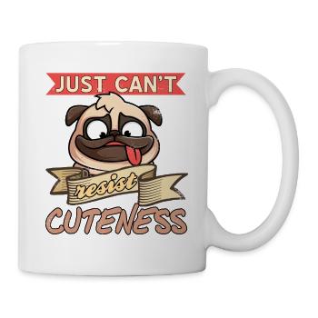 Just Can't Resist Cuteness Retro Pug Dog Lover - Tasse - Weiß - Rechts