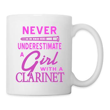 Never Underestimate A Girl With A Clarinet Retro - Tasse - Weiß - Rechts