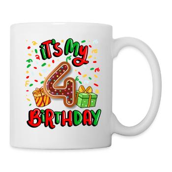 Es Ist Mein 4. Geburtstag Weihnachtsgeschenk 4. - Tasse - Weiß - Rechts