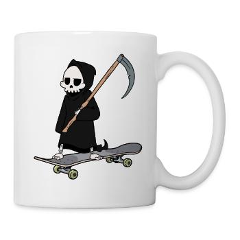 Skateboard Sporty Grim Reaper Death Sense Horror - Mug - white - Right