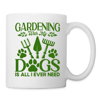 Gartenarbeit Hobbygärtner Hundehalter Geschenk - Tasse - Weiß - Rechts