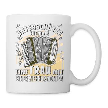 UNTERSCHÄTZE NIEMALS EINE FRAU MIT EINER ZIEHH - Tasse - Weiß - Rechts
