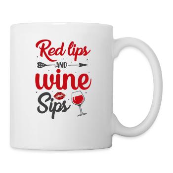 Lèvres rouges et vin - Mug blanc - blanc - Droite